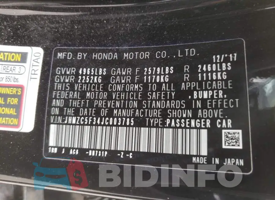 JHMZC5F34JC003785 Photo# 10