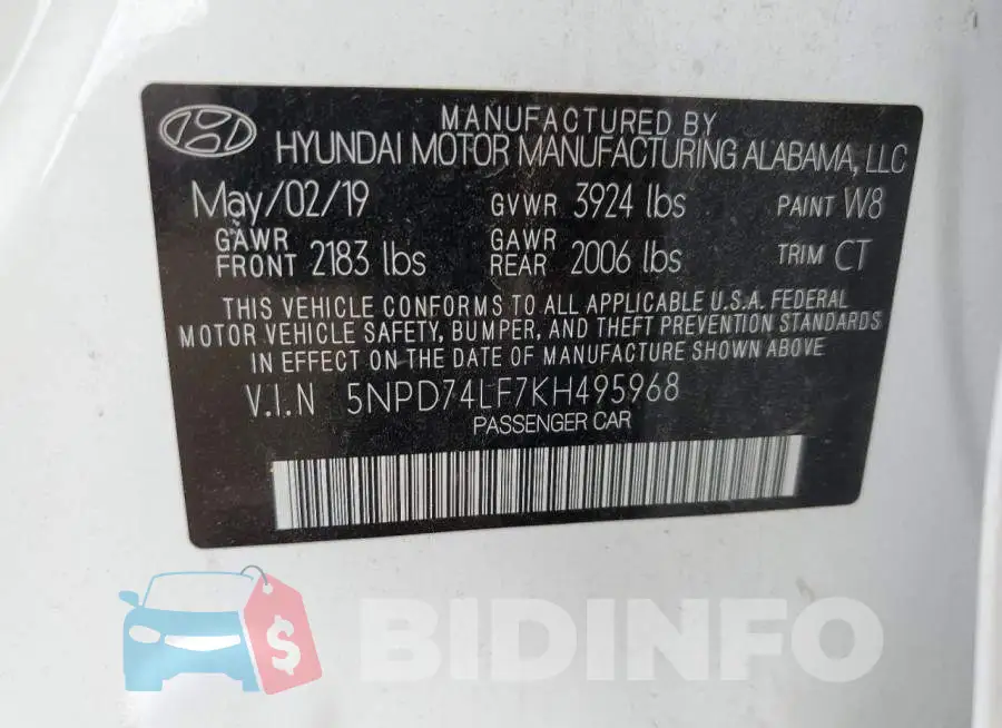 5NPD74LF7KH495968 Photo# 10
