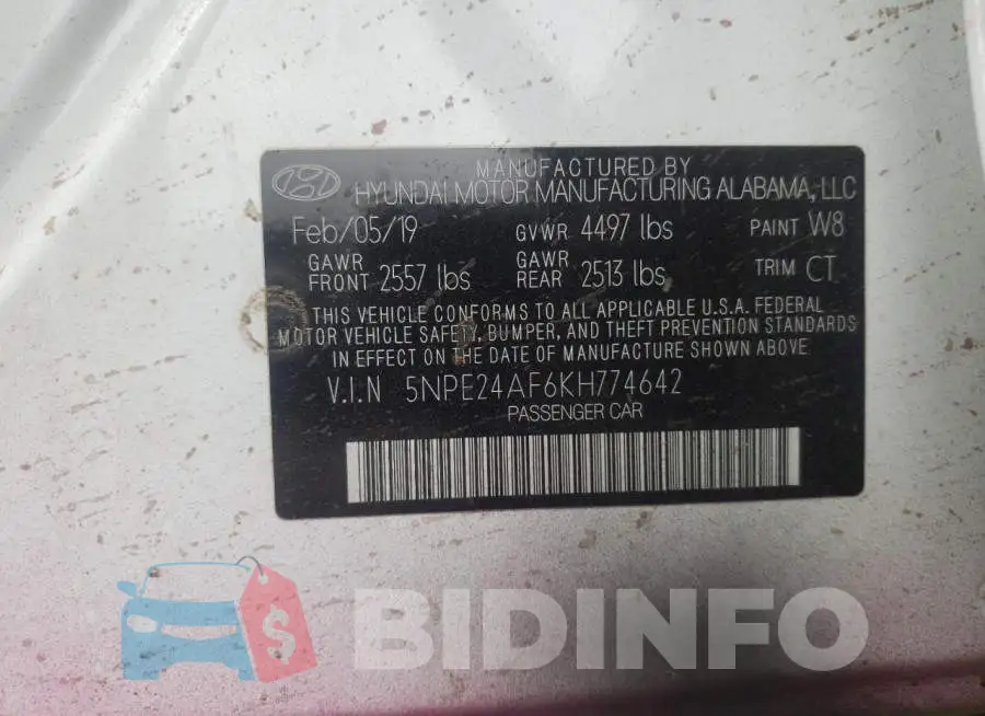 5NPE24AF6KH774642 Photo# 10