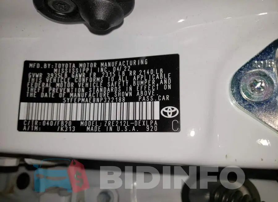 5YFEPMAE8NP322188 Photo# 10