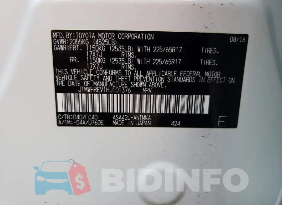 JTMWFREV1HJ101376 Photo# 10