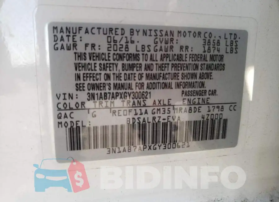 3N1AB7APXGY300621 Photo# 10