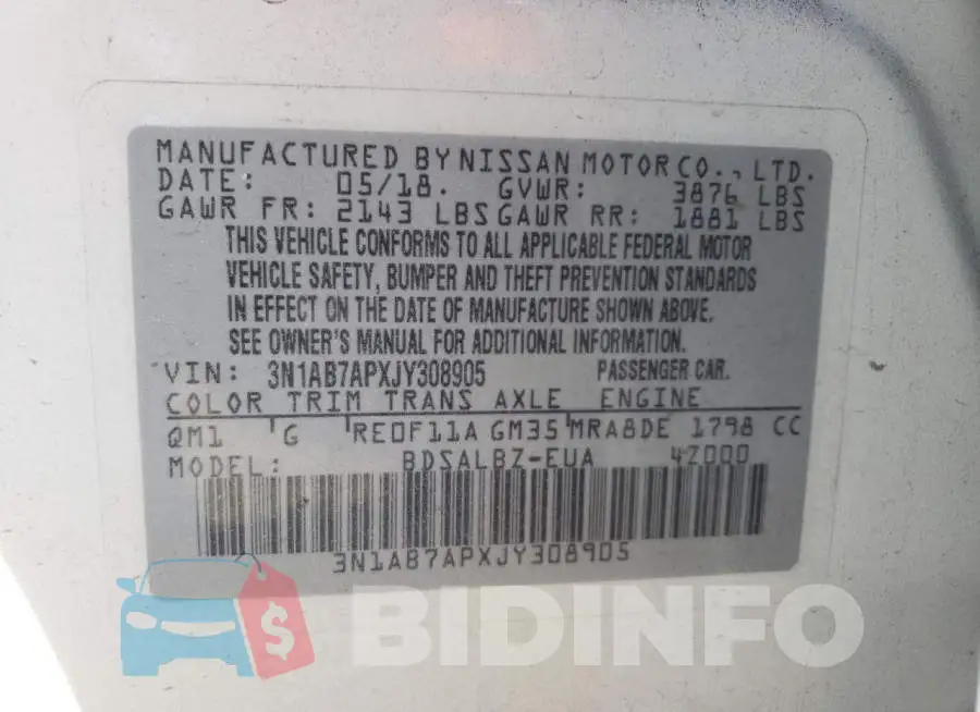 3N1AB7APXJY308905 Photo# 13