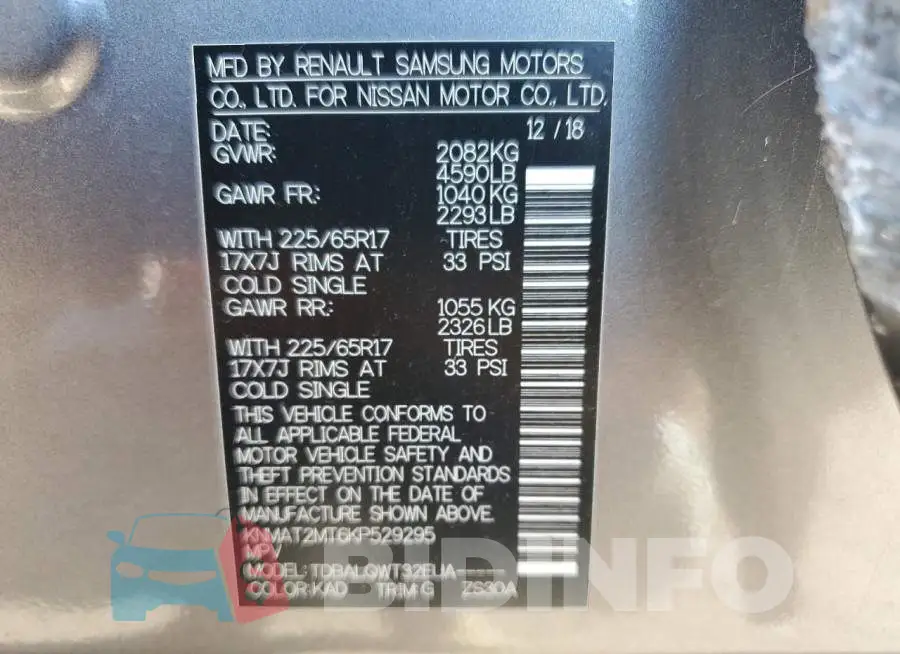 KNMAT2MT6KP529295 Photo# 10