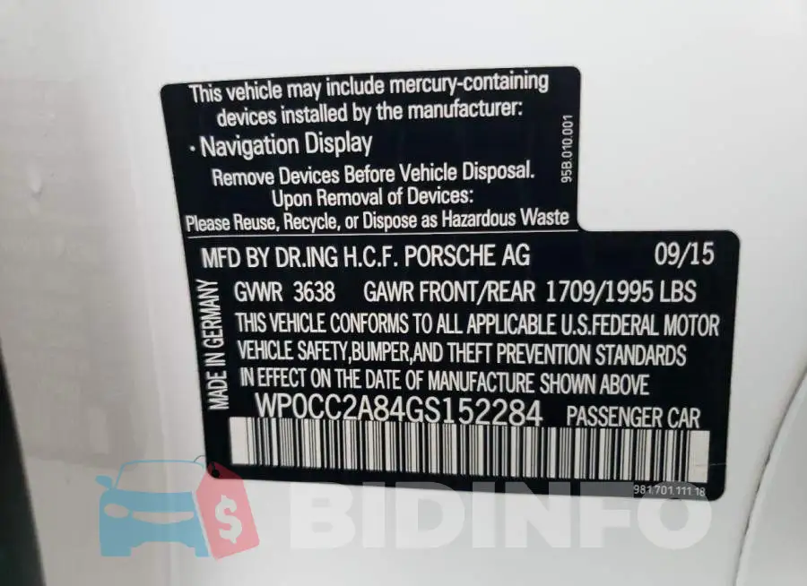 WP0CC2A84GS152284 Photo# 10