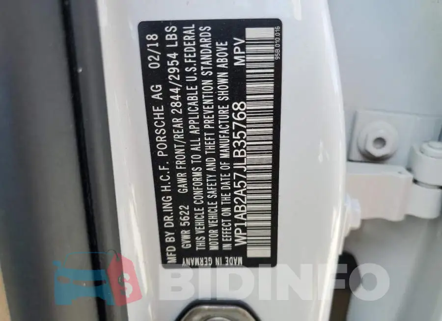 WP1AB2A57JLB35768 Photo# 10