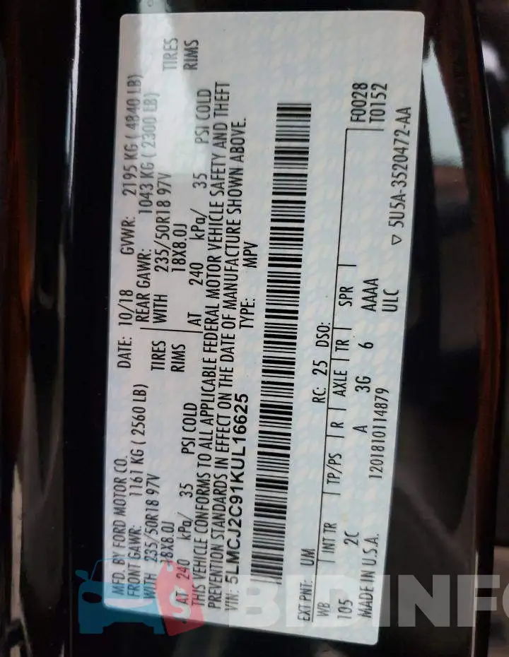 5LMCJ2C91KUL16625 Photo# 10