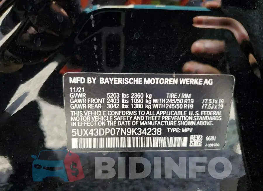 5UX43DP07N9K34238 Photo# 10