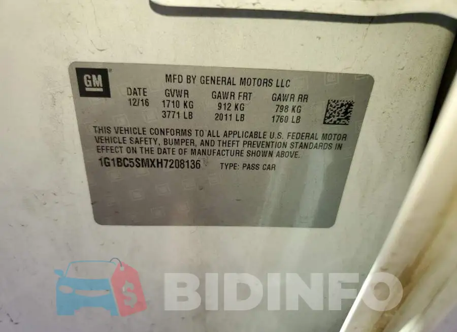 1G1BC5SMXH7208136 Photo# 10