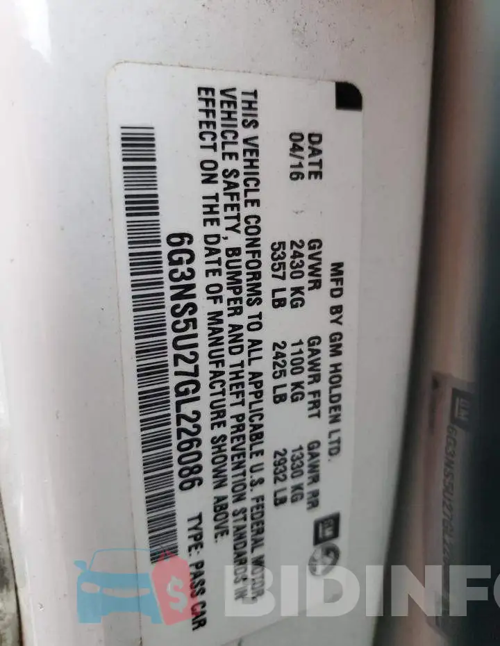 6G3NS5U27GL226086 Photo# 10