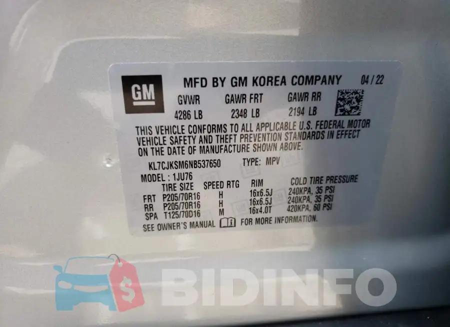 KL7CJKSM6NB537650 Photo# 10