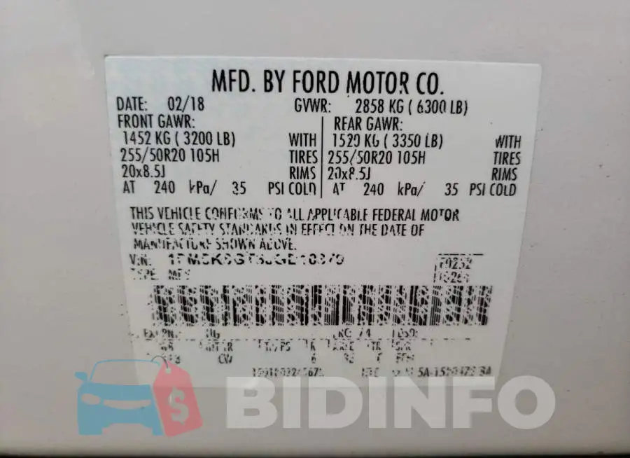 1FM5K8GT3JGB10379 Photo# 10