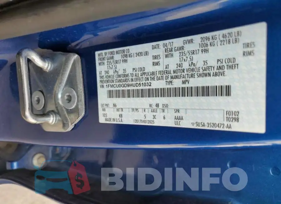 1FMCU0GD9HUD51032 Photo# 10