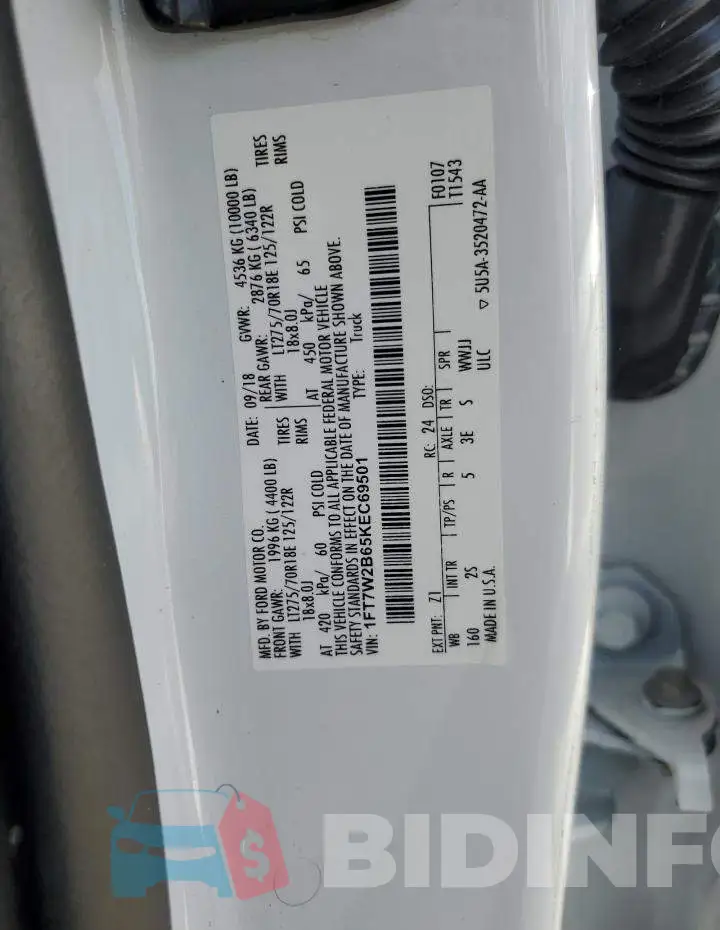 1FT7W2B65KEC69501 Photo# 10