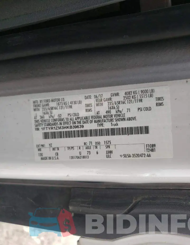 1FTYR1ZM3HKB39639 Photo# 10