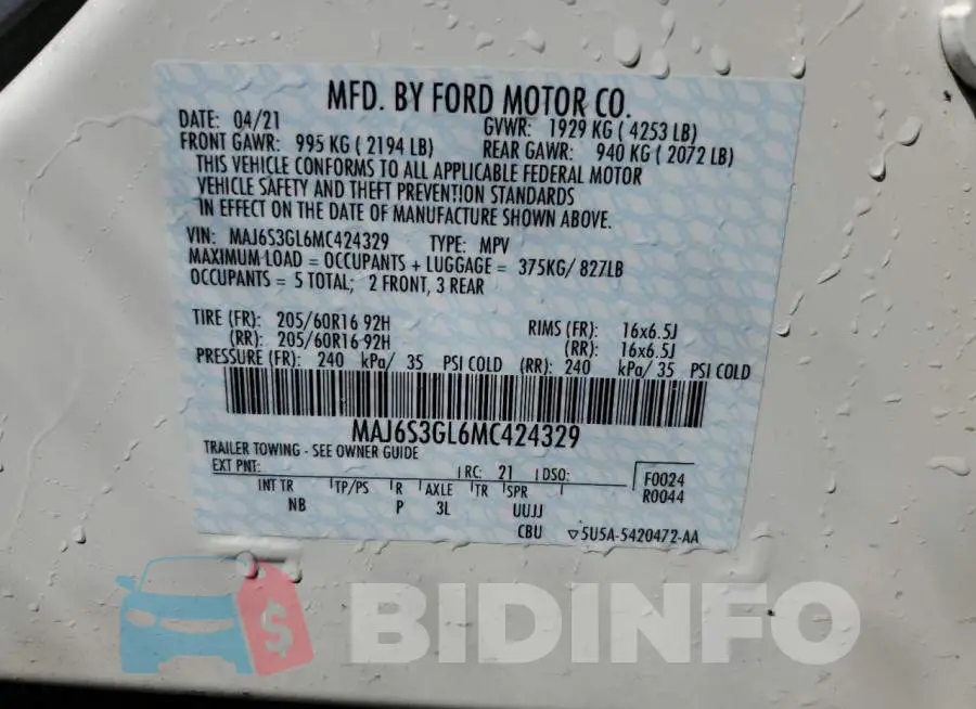 MAJ6S3GL6MC424329 Photo# 10