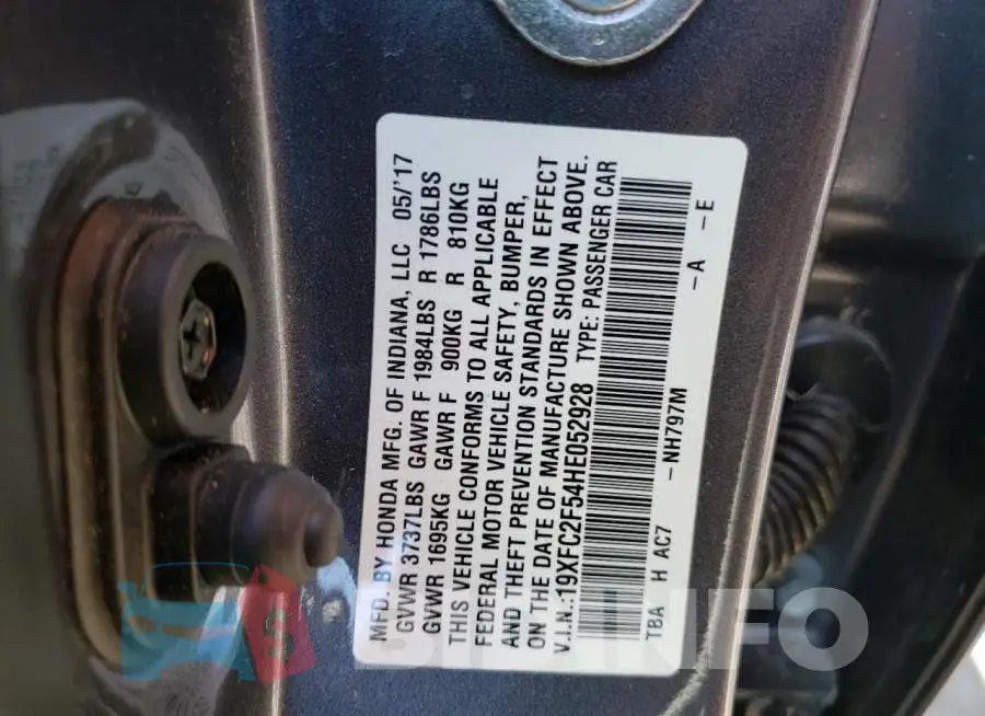 19XFC2F54HE052928 Photo# 10