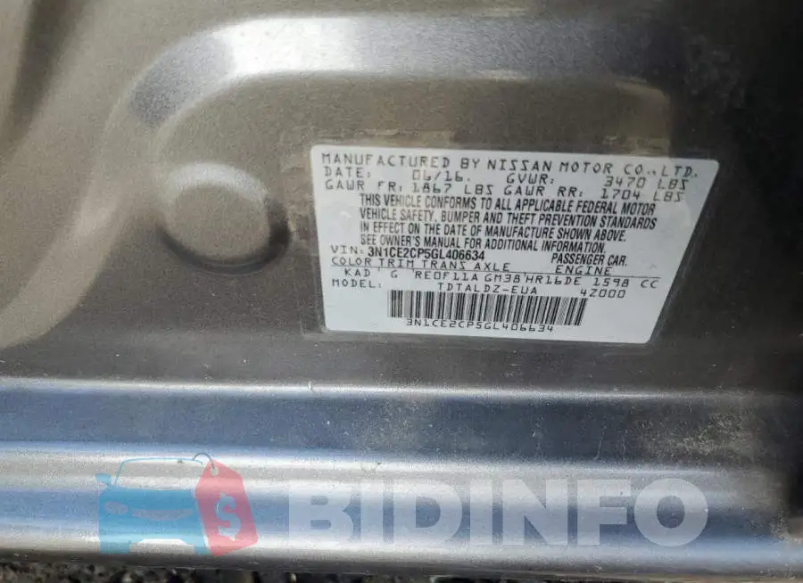 3N1CE2CP5GL406634 Photo# 10