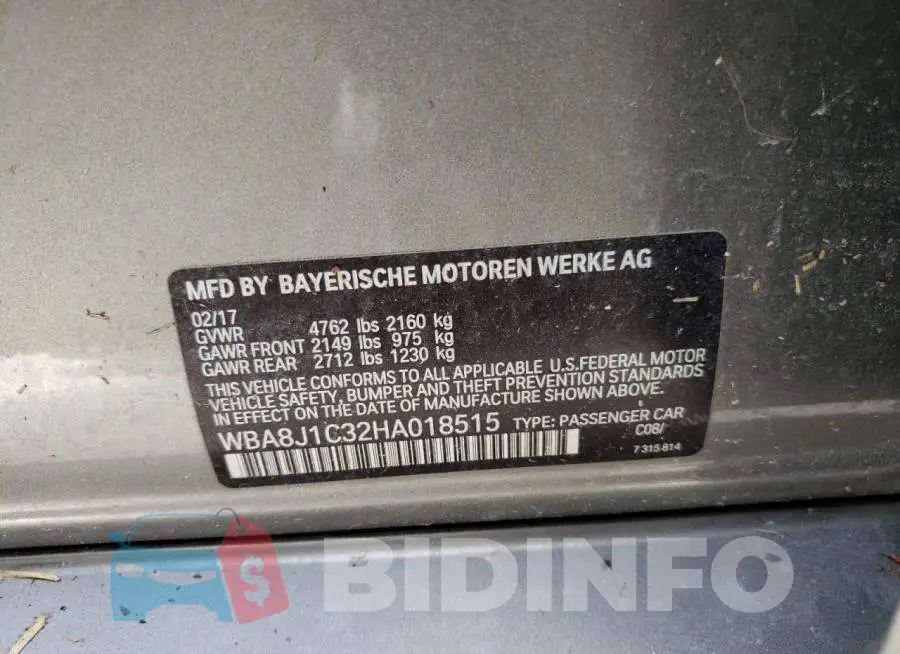 WBA8J1C32HA018515 Photo# 10