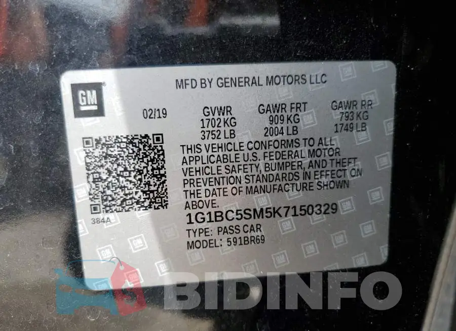 1G1BC5SM5K7150329 Photo# 10