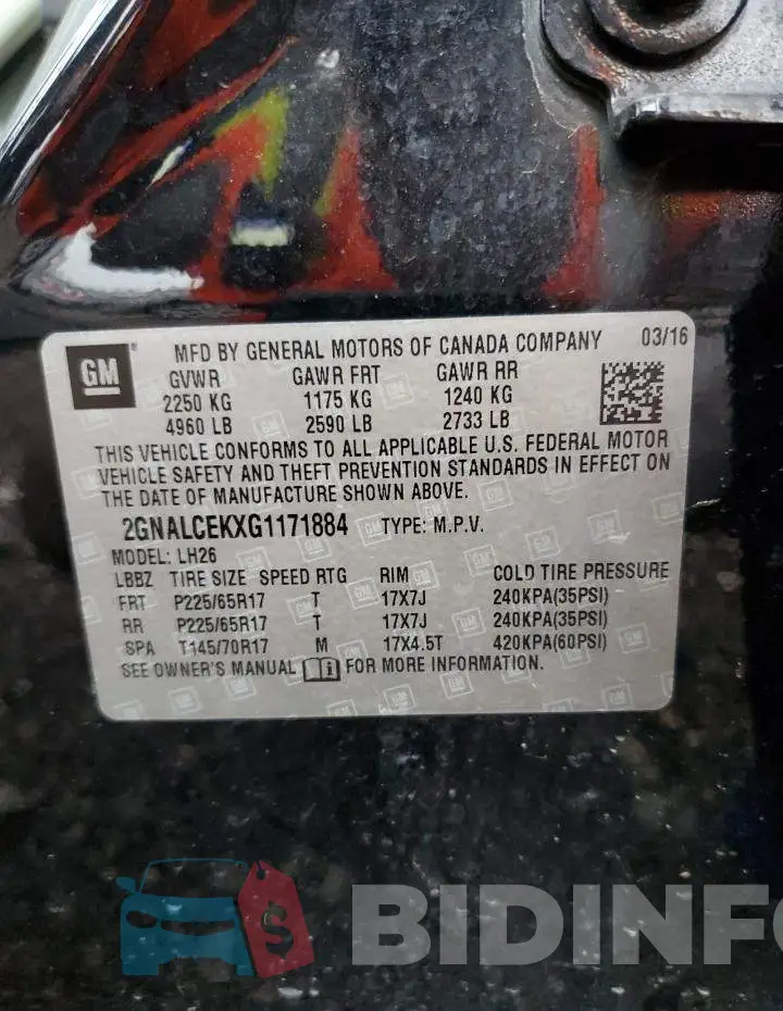 2GNALCEKXG1171884 Photo# 10