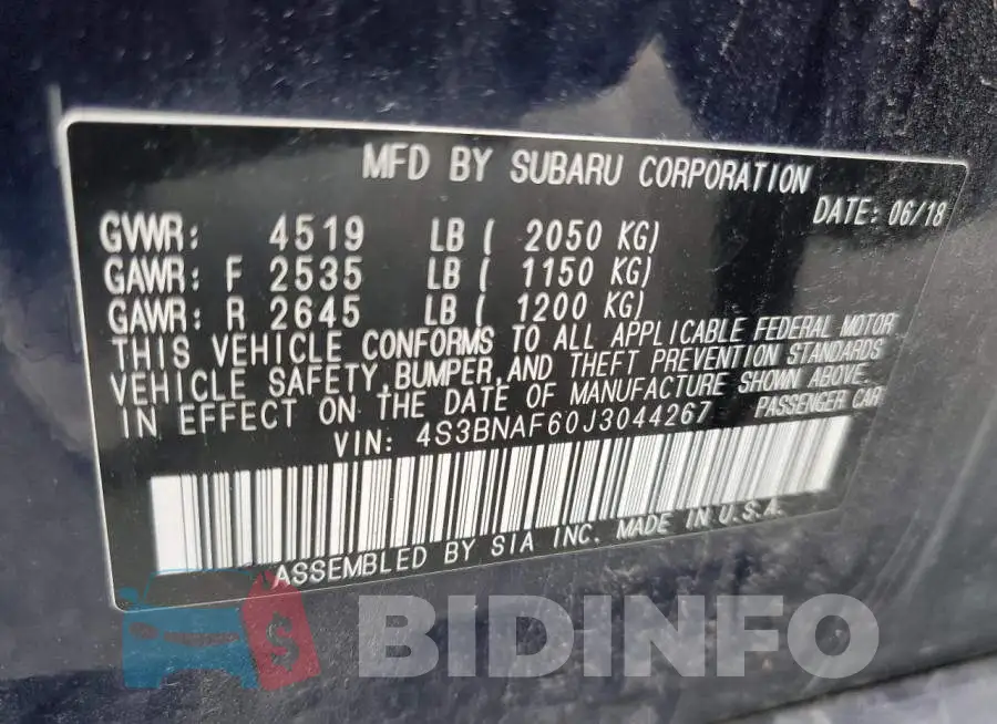 4S3BNAF60J3044267 Photo# 10