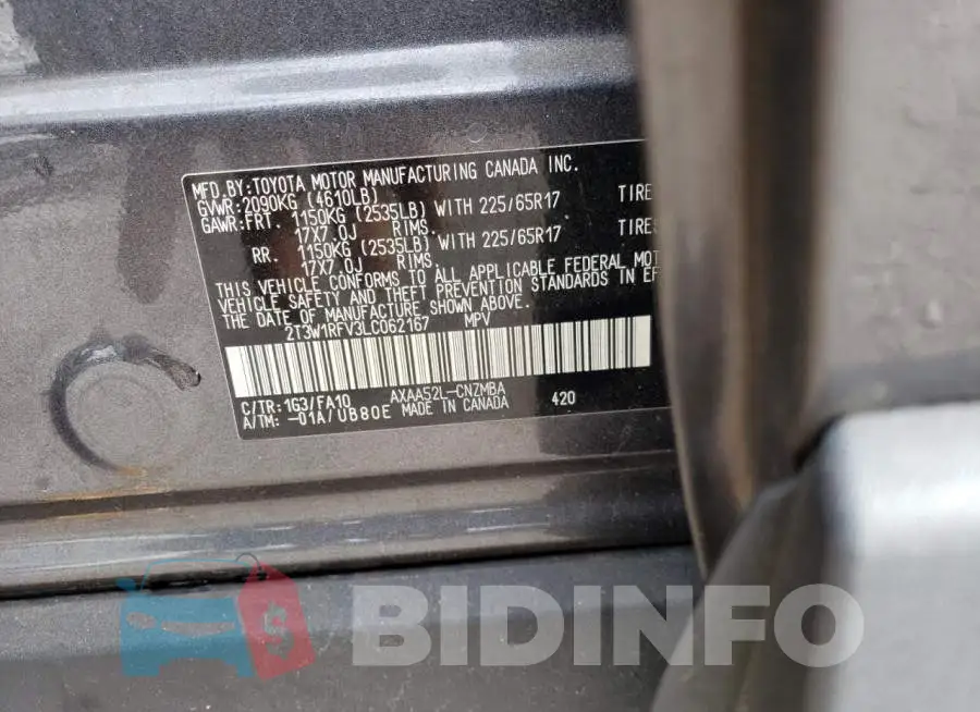 2T3W1RFV3LC062167 Photo# 10