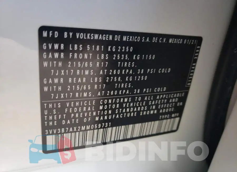 3VV3B7AX2MM059731 Photo# 10