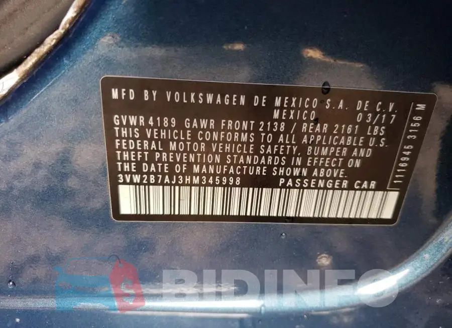 3VW2B7AJ3HM345998 Photo# 10