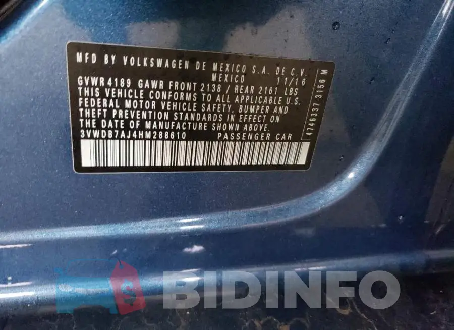 3VWDB7AJ4HM288610 Photo# 10