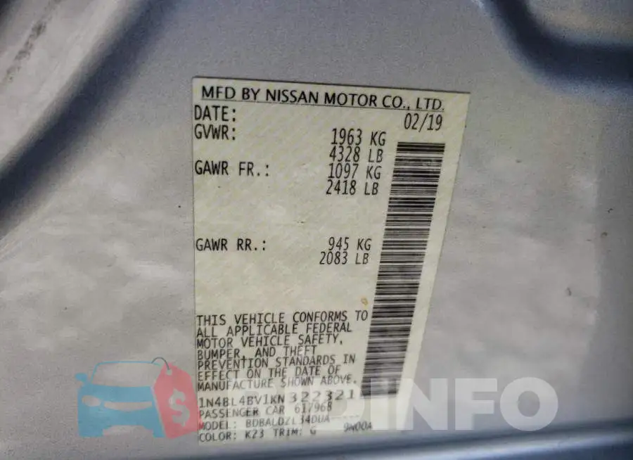 1N4BL4BV1KN322321 Photo# 10