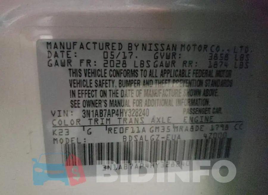 3N1AB7AP4HY328240 Photo# 10