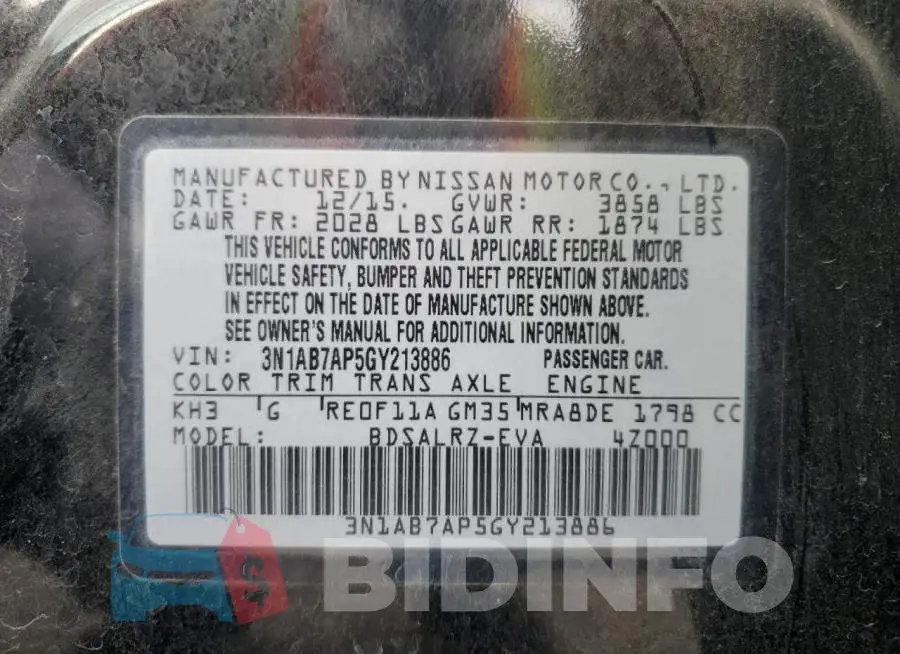3N1AB7AP5GY213886 Photo# 10