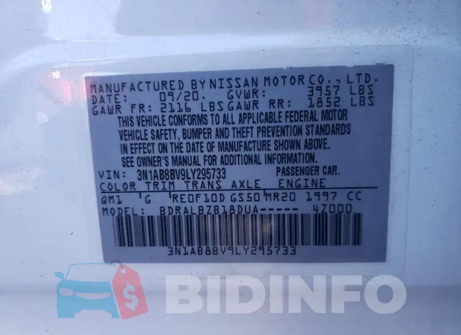 3N1AB8BV9LY295733 Photo# 10