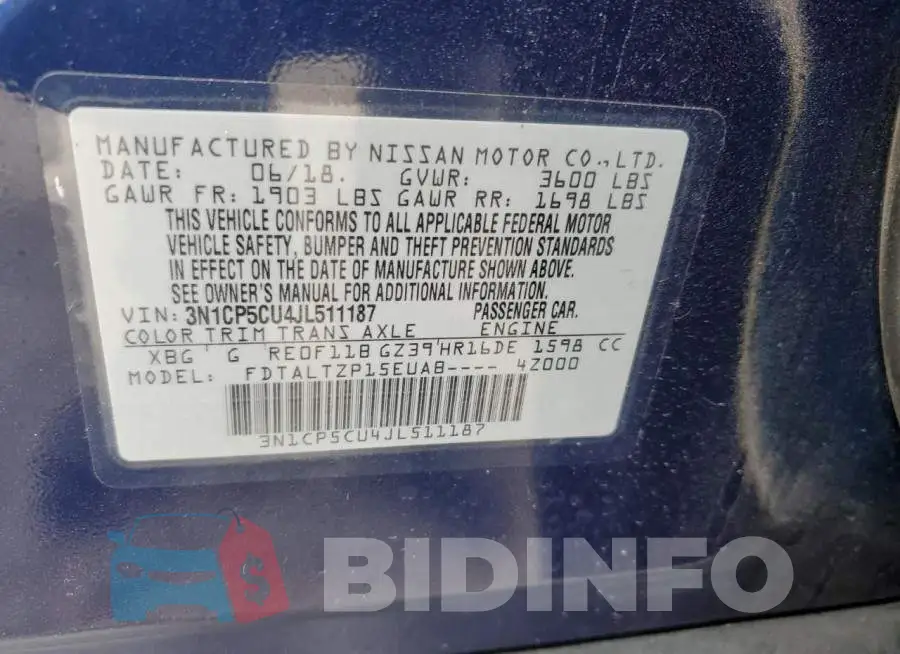 3N1CP5CU4JL511187 Photo# 10