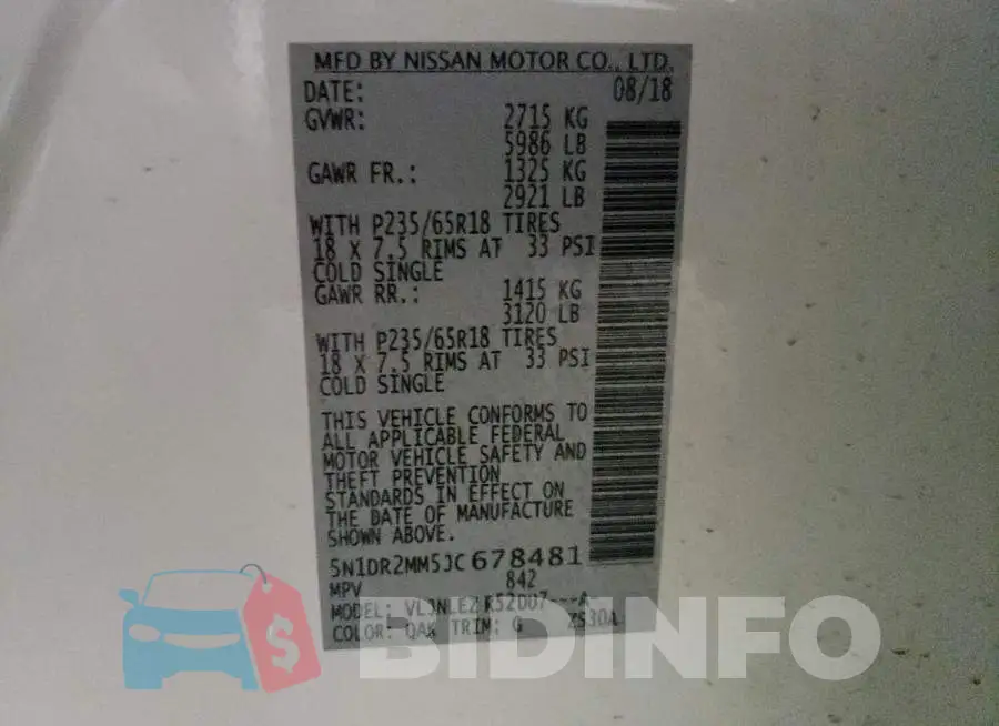 5N1DR2MM5JC678481 Photo# 10