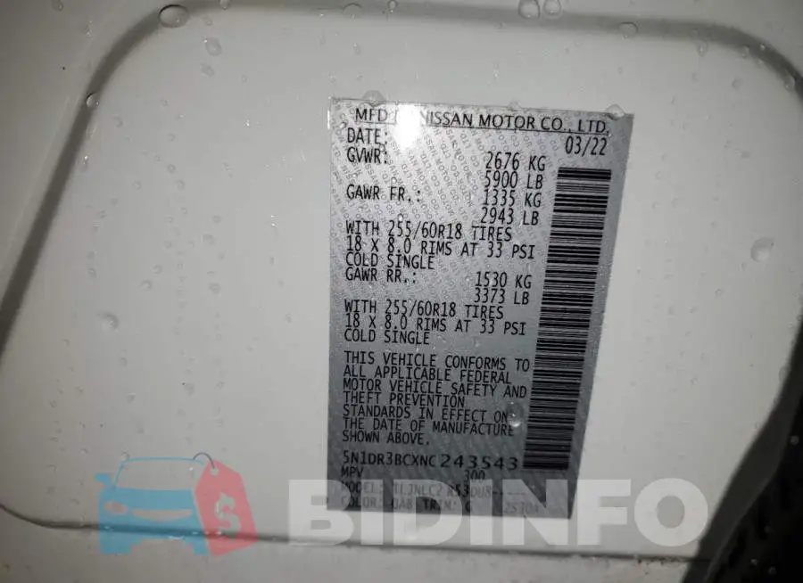 5N1DR3BCXNC243543 Photo# 10