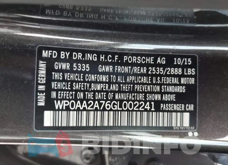 WP0AA2A76GL002241 Photo# 10