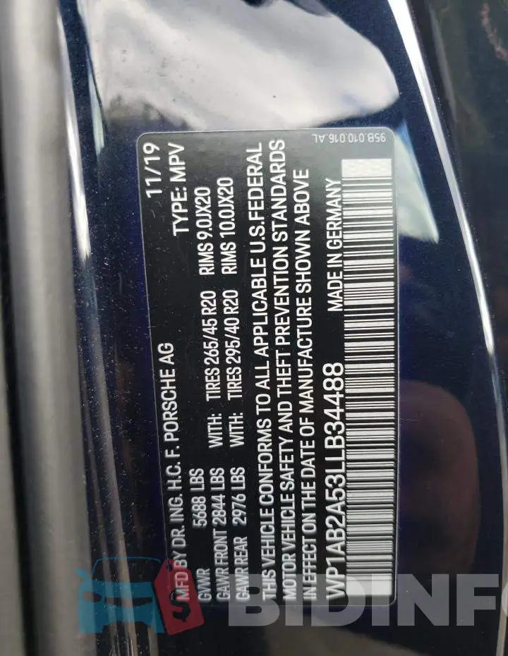 WP1AB2A53LLB34488 Photo# 10
