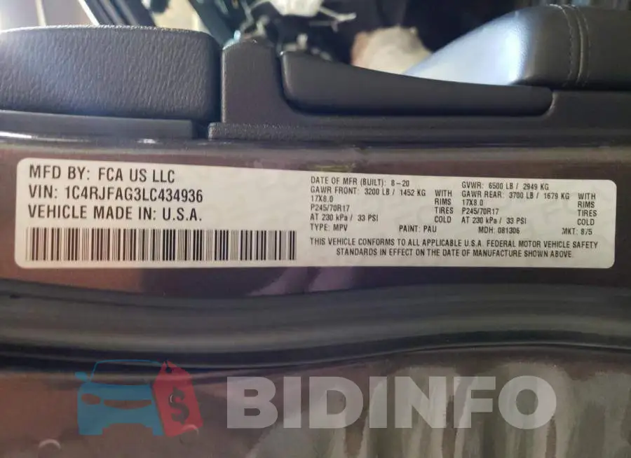 1C4RJFAG3LC434936 Photo# 10