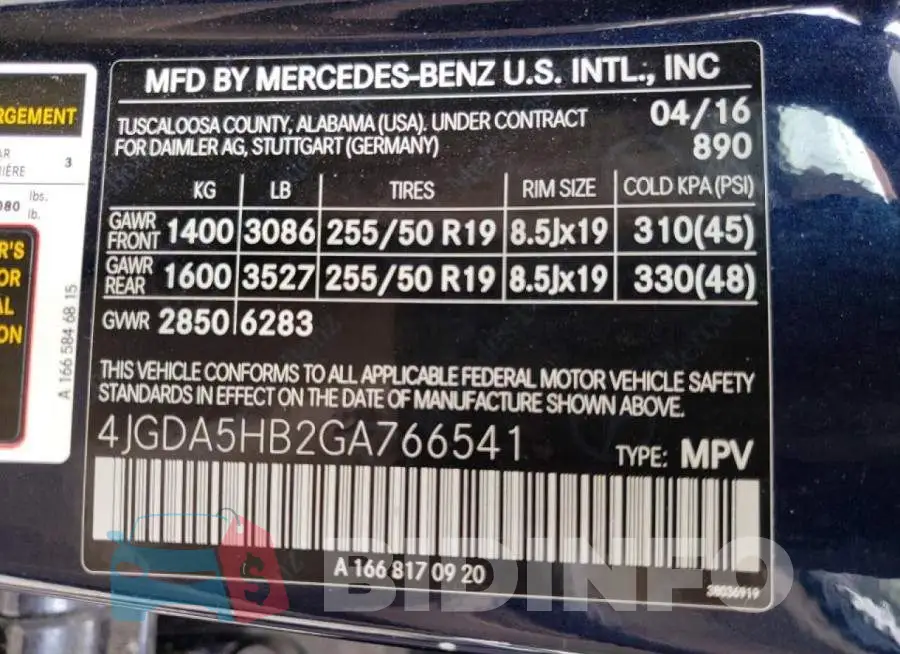4JGDA5HB2GA766541 Photo# 10