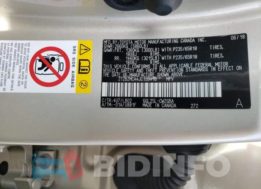 2T2BZMCA4JC159410 Photo# 10