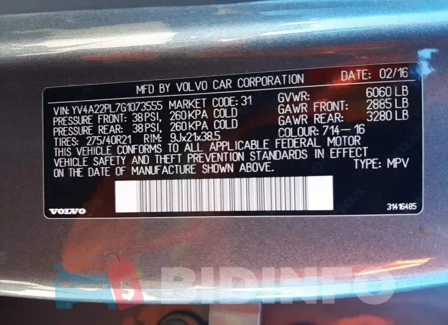 YV4A22PL7G1073555 Photo# 10