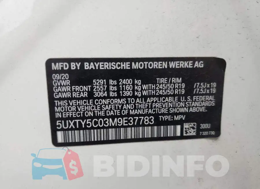 5UXTY5C03M9E37783 Photo# 10