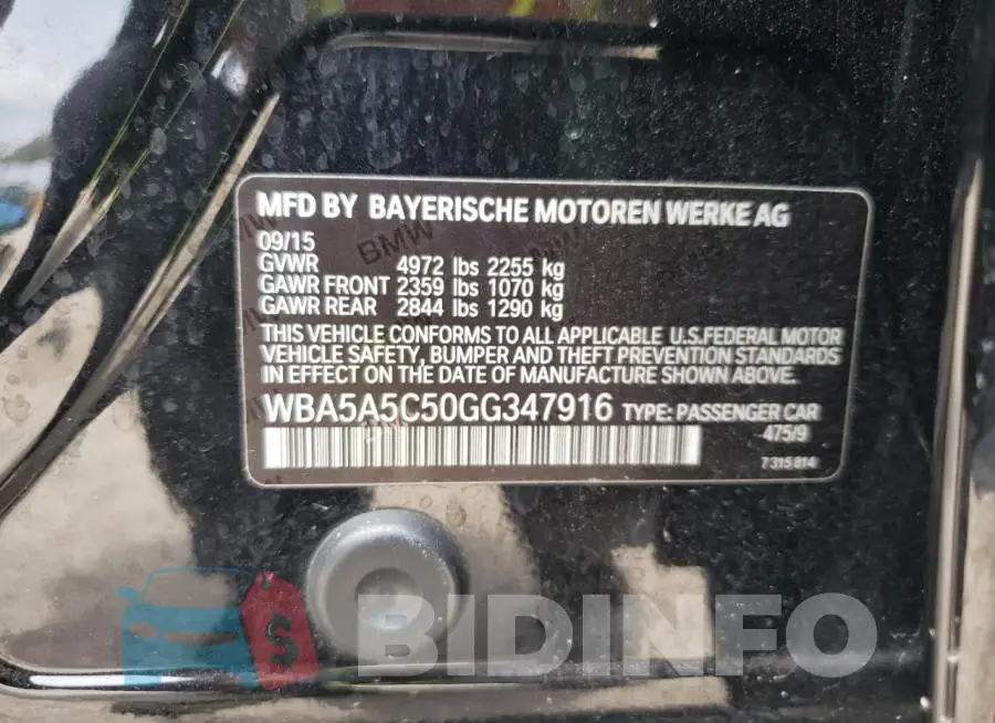 WBA5A5C50GG347916 Photo# 10
