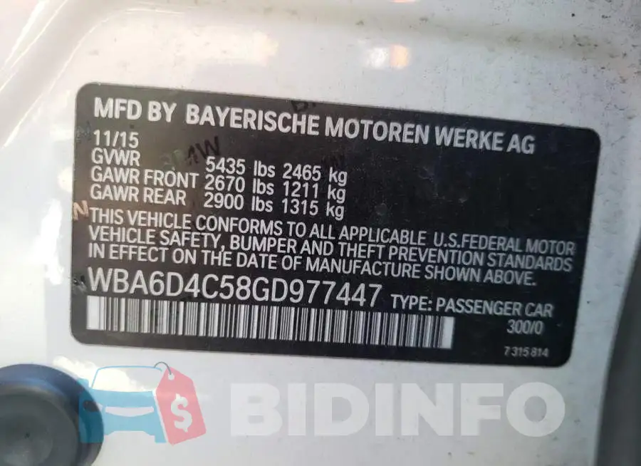 WBA6D4C58GD977447 Photo# 10