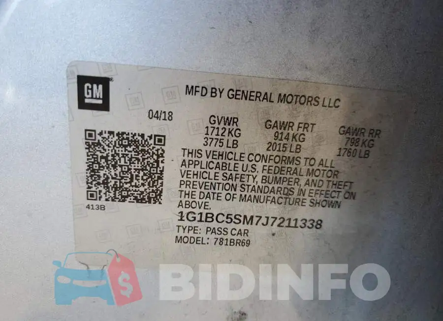1G1BC5SM7J7211338 Photo# 10
