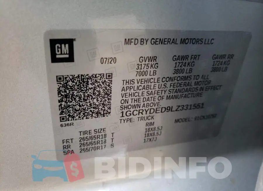 1GCRYDED9LZ331551 Photo# 10