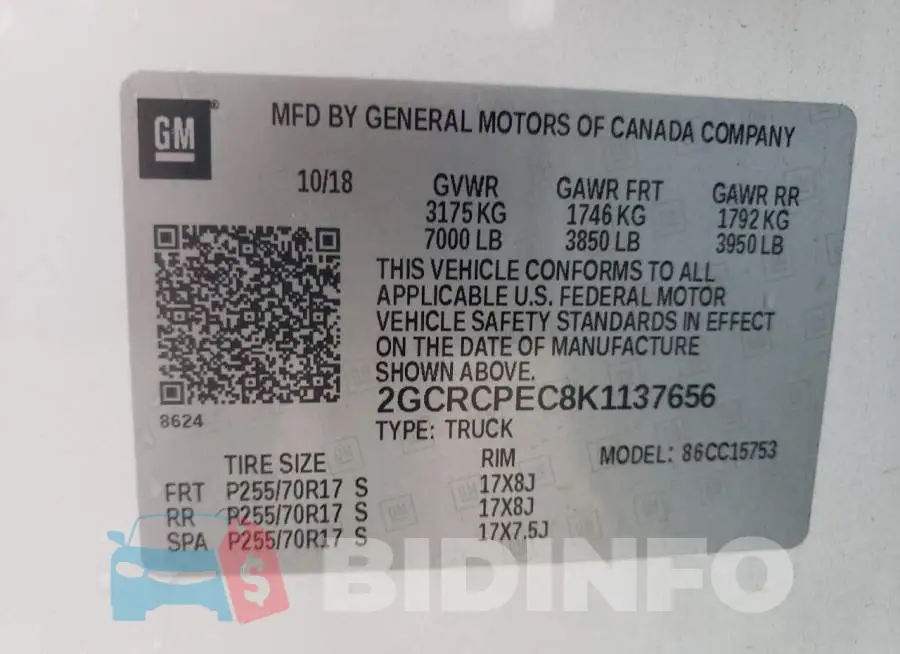2GCRCPEC8K1137656 Photo# 10