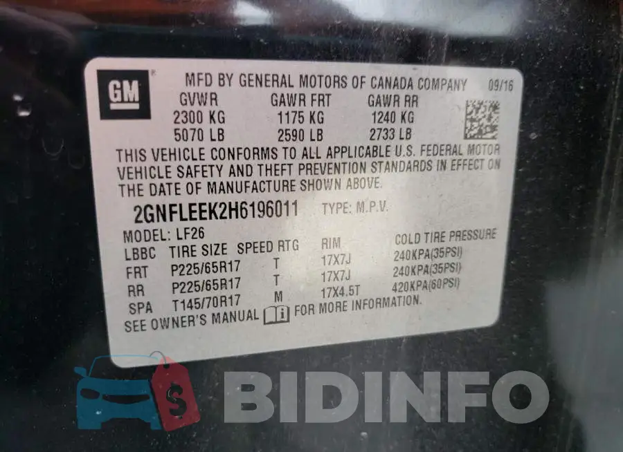 2GNFLEEK2H6196011 Photo# 10